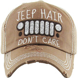 Women's Jeep Hair Don't Care Distressed Baseball Cap Adjustable Hat