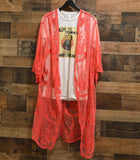 Women's Solid Color Lace Kimono Duster