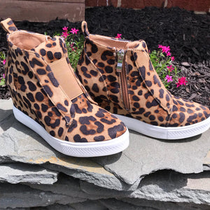 Women's Leopard Zoey Wedge Sneaker Shoe