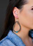 Silver Teardrop Earring with Turquoise Accent