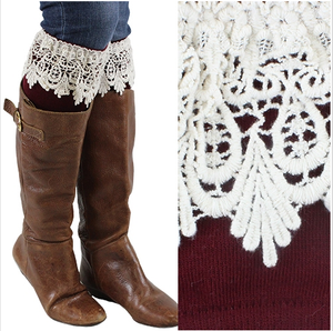 Women's Burgundy Lace Boot Cuff Warmers