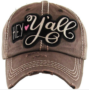 Women's Hey Yall Southern Country Distressed Trucker Cap Adjustable Hat