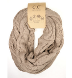 Women's Solid Cable Knit CC Infinity Scarf