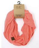 Women's Solid Cable Knit CC Infinity Scarf