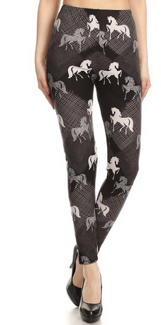 Women's Horse Printed Multi-Colored Soft Leggings