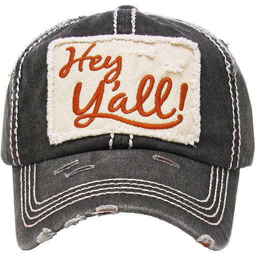 Women's Hey Yall Southern Country Distressed Adjustable Baseball Hat Cap