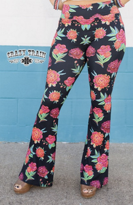 Women's Crazy Train Sassy Seniorita Floral Bell Bottom Pants