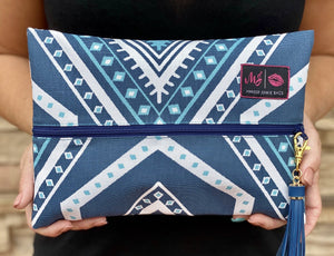 Blue Aztec Makeup Junkie Bags