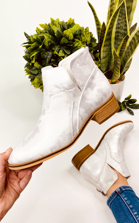 Corkys Curry Bootie in Metallic White