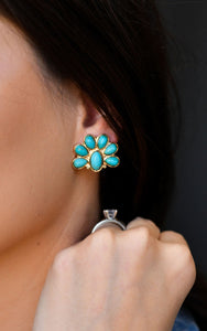 Turquoise Flower Post Earring
