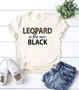 Women’s Leopard is the New Black Short Sleeve Tee T-shirt Top