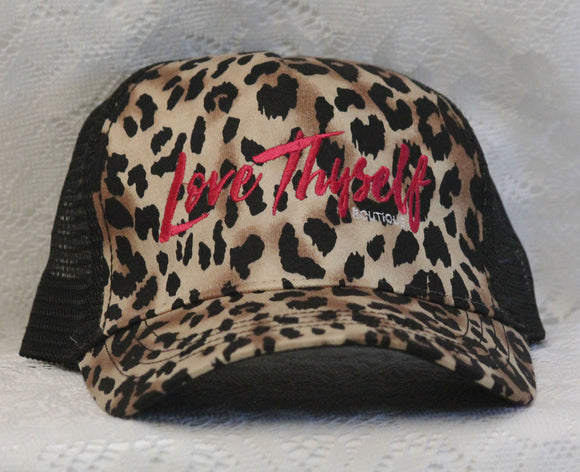 Women's Leopard Print Logo Snapback Hat