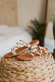 Cream Studded Strap Sandal