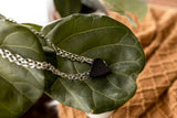 Dual Chain Necklace with Black Stone