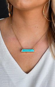 Turquoise Bar Necklace in Gold