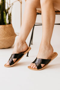 Matisse Pebble Sandal in Black Croc