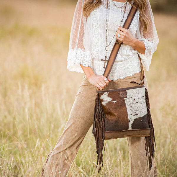 STS Ranchwear Harmony Crossbody with Fringe STS33588, Brown, Red