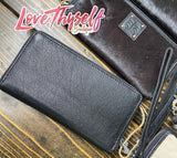 Sts Ranchwear Cowhide Rosa Black Wristlet Wallet
