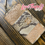 Sts Ranchwear Stella Python Snake Tan Tooled Leather Bifold Wallet