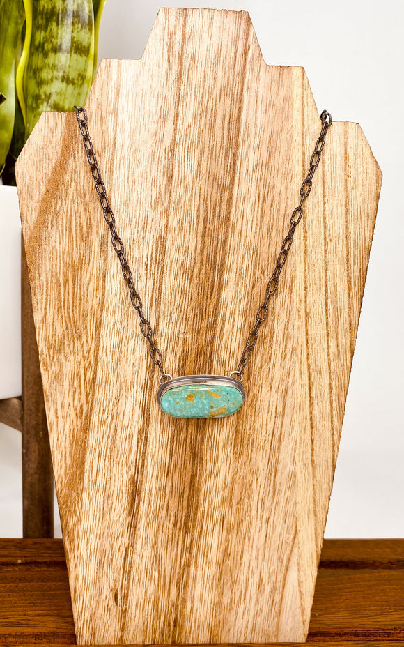 Oblong Turquoise Necklace with Marbling