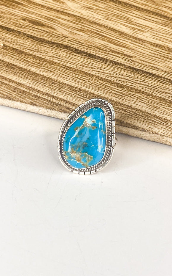 Peggy Skeets Large Kingman Turquoise Ring
