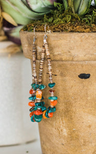 Corraine Smith Turquoise and Spiney Oyster Dangle Earrings